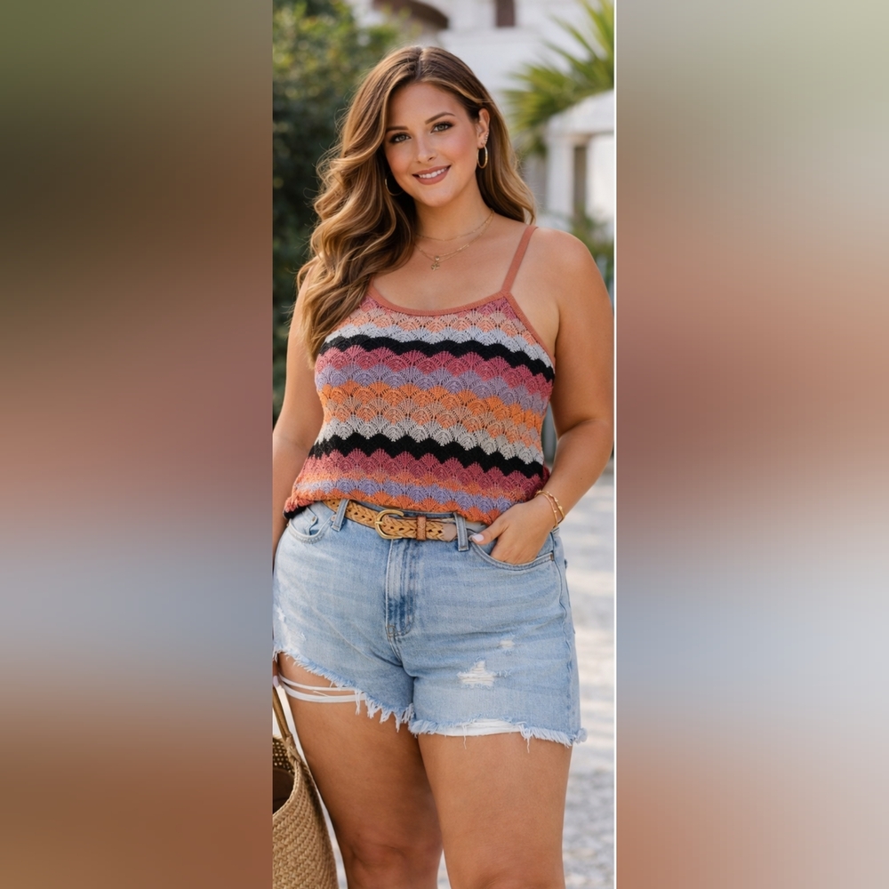 Cider Chevron Knit Tank Top